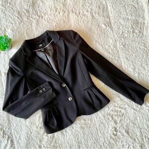 H&M Women's Black Collared Long Sleeve Blazer Size 4